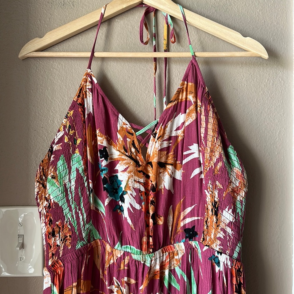 EXPRESS Smocked Floral Halter Maxi Dress